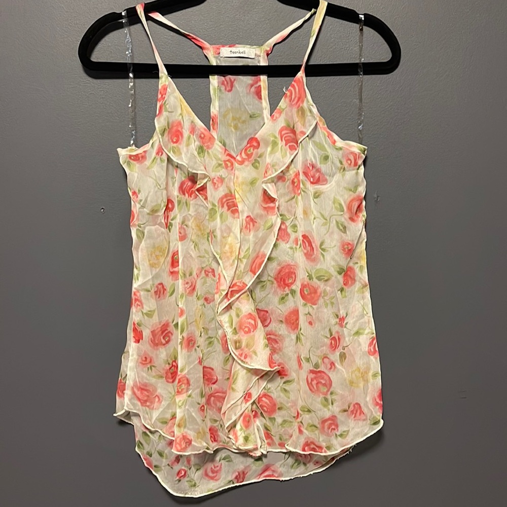 Sheer floral tank top